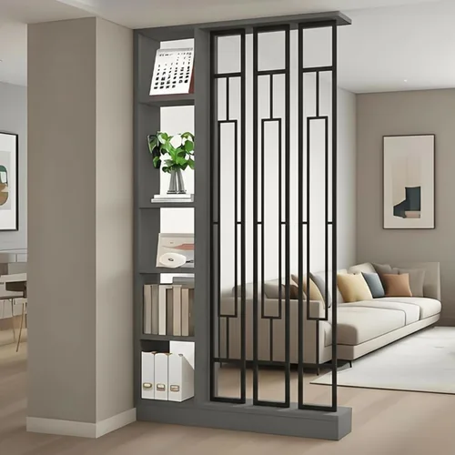 Miniatura 11 de Divisor de pared de habitación con estantes, pantalla de división de entrada de piso a techo, divisor de habitación independiente con estante