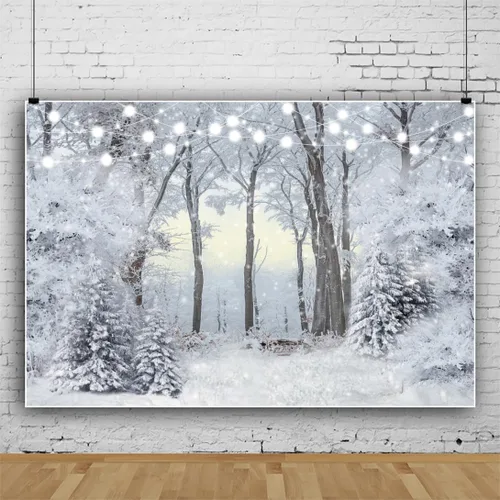 Miniatura 2 de Telón de fondo de escena de nieve de 5 x 3 pies para fotografía, bosque de pinos de invierno, fondo para vacaciones, Navidad, Año Nuevo, decoración