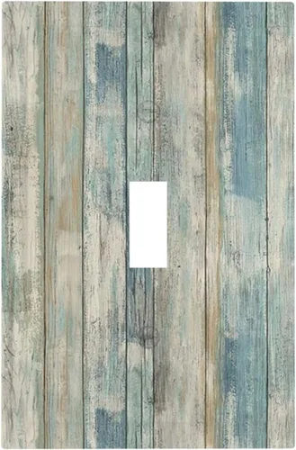 Miniatura 130 de Placa de pared dúplex de receptáculo de dispositivo de 1 gang de madera envejecida blanca gris con veta de tablón, cubierta de enchufe eléctrico