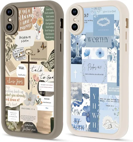 Miniatura 33 de Paquete de 2 fundas protectoras para iPhone 13 de 6.1 pulgadas con versículo bíblico de Jesús y cruz cristiana floral, para mujeres y niñas, funda