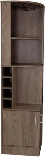 Miniatura 12 de Tuhome Syrah - Armario esquinero con dos estantes externos, estante para copas, ocho cubículos, diseño moderno para sala de estar o bar en casa
