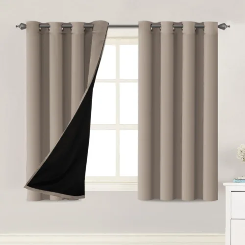 Miniatura 10 de H.VERSAILTEX Paneles de cortina 100% opacas de 45 pulgadas de largo, con aislamiento térmico, cortinas opacas con forro para dormitorio, dos capas