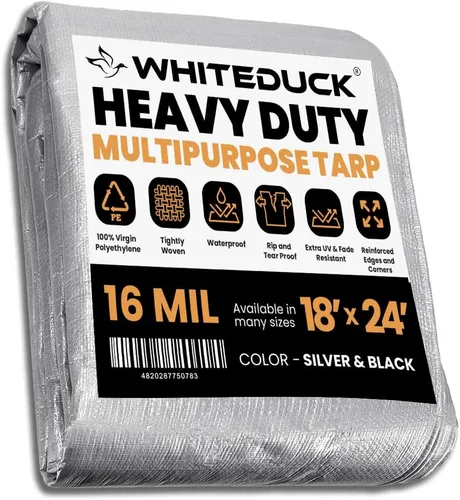 Miniatura 21 de WHITEDUCK Lona de polietileno súper resistente de 16 mil de grosor, 12 x 16 pies, impermeable, 100% resistente a los rayos UV, a prueba de Azul- 16