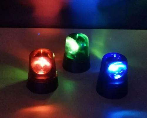 Miniatura 9 de anso Rotación azul LED policía coche baliza discoteca fiesta DJ lámpara DIY luz de alerta roja (rojo)