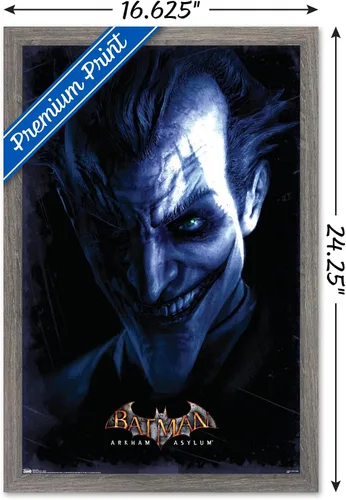 Miniatura 3 de Trends International DC Comics VIdeo Game - Póster de pared de Arkham Asylum - Joker, 14.725 x 22.375 pulgadas, versión enmarcada de madera