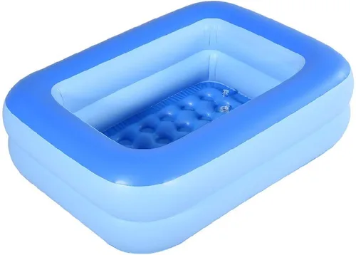 HIWENA Piscina inflable para niños, 45 x 35 x 14 pulgadas, piscina azul para niños, bañera de verano con suelo suave inflable