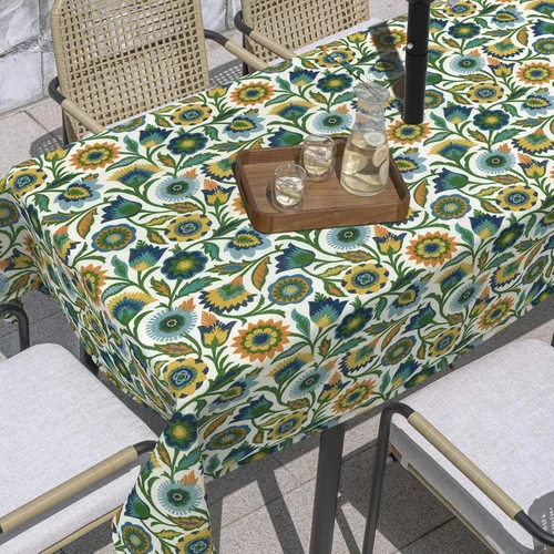 Miniatura 15 de Mantel redondo para exteriores e interiores con cremallera de agujero para paraguas, funda decorativa para mesa circular para jardín del hogar, 60