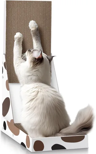 ComSaf Rascador de gatos en forma de L, poste rascador de gatos de 25 pulgadas para gatos de interior y adultos con caja de arañazos para gatos y