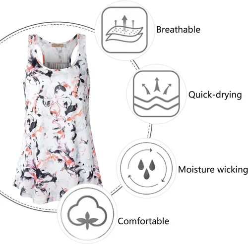Miniatura 65 de Cestyle - Camiseta sin mangas para mujer, cuello redondo, corte holgado, para entrenamiento