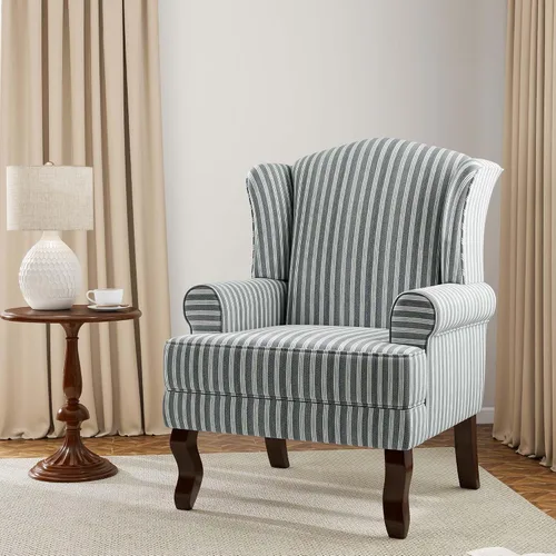 Miniatura 25 de Silla decorativa, sillón tapizado con respaldo alto con esponja de alta resistencia y patas de madera, sillas individuales modernas y cómodas de Un