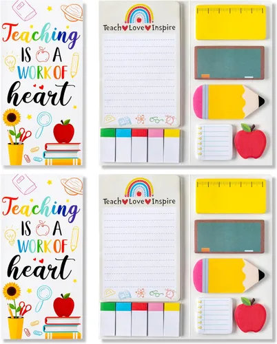 Miniatura 61 de Xqumoi Teaching is A Work of Heart - Juego de notas adhesivas de 550 hojas, lápiz en forma de manzana, blocs de notas autoadhesivas, notas
