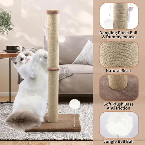 Miniatura 2 de Poste rascador para gatos de 36 pulgadas de alto, poste rascador de sisal grande para gatos de interior, torre rascadora resistente para gatos