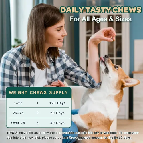 Miniatura 8 de Glucosamina para perros, suplemento de cadera y articulaciones para perros con condroitina, MSM, cúrcuma, omega-3 y calcio, la glucosamina