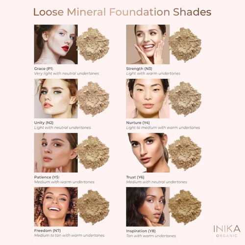Miniatura 3 de INIKA Base de maquillaje mineral orgánica en polvo con SPF 25, maquillaje vegano, aspecto natural, cobertura construible, resplandor y brillo