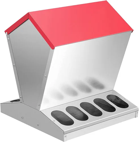 shengyi Comedero galvanizado para pollo de 11.5 a 55 libras, alimentador de aves de corral a prueba de ratas con tapa, resistente a la intemperie,