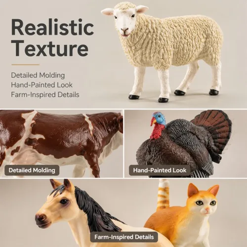 Miniatura 2 de EOIVSH - Juguetes de animales de granja para niños de 3 a 7 años, figura de juguete de plástico con vaca, caballo, pato, gato y perro