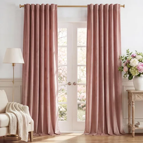 Miniatura 27 de StangH - Cortinas opacas de terciopelo con pestaña trasera, aislamiento térmico, para puerta corrediza, dormitorio, telón de fondo, estudio, teatro