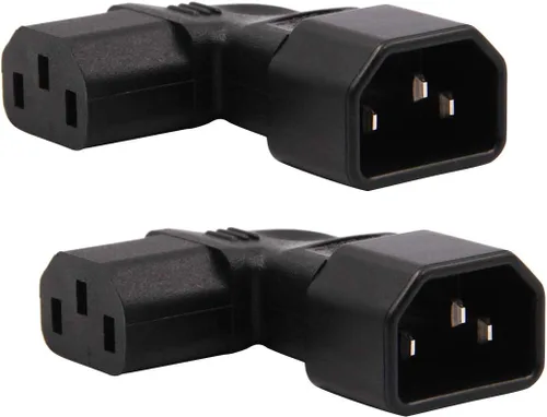 Miniatura 10 de Adaptador de corriente IEC C14 a C13 PDU Plug/Socket Up 90 grados para montaje en pared LCD TV 2 Pack Negro/paquete de 2 (arriba)