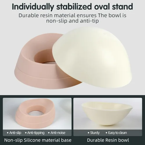 Miniatura 5 de Tazón Bulldog Antideslizante para Perros y Gatos Detachable de Goma Tazón para Mascotas Esterilizado Inclinado Comedero para Mascotas con Base rosa