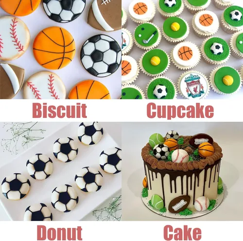 Miniatura 5 de Molde de silicona para fútbol, 4 unidades, para béisbol, baloncesto, tenis, chocolate, fondant, para decoración de pasteles, azúcar de caramelo