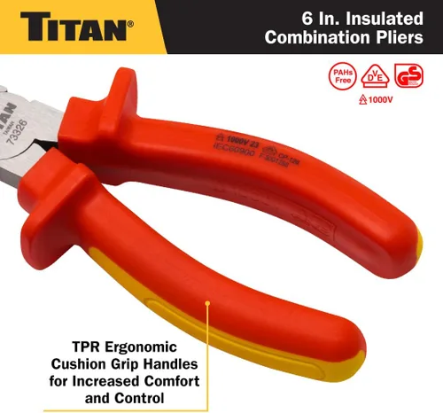 Miniatura 5 de Titan 73326 Alicates combinados aislados VDE de 6 pulgadas