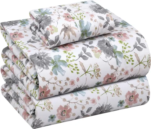 Miniatura 112 de RUVANTI Juego de sábanas divididas tamaño King de 100 % algodón para cama ajustable, 5 piezas, ropa de cama de tejido de percal suave y Guisante