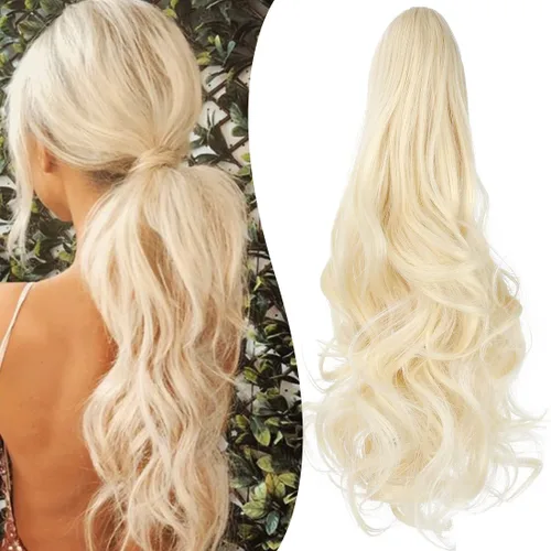 Miniatura 24 de Extensión de cola de caballo con clip de garra, extensiones de cabello ondulado de 18 pulgadas, cola de caballo larga para mujer, extensiones