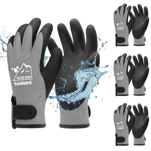 Miniatura 18 de Guantes impermeables para hombres y mujeres, guantes para congelador con agarre, doble recubrimiento de nitrilo para repelente extremo al aceite