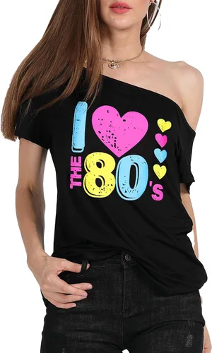 Miniatura 37 de MAGICMK - Camiseta casual para mujer, con estampado de labios y hombro descubierto, talla extragrande