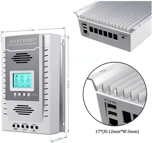 Miniatura 5 de Controlador solar MPPT de 100 amperios, entrada de 100 V, batería de litio LiFePO4 (plomo ácido AGM), voltaje de entrada máximo 100 V, potencia 1300