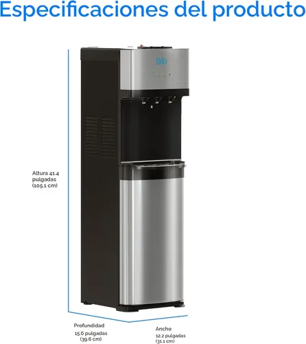 Miniatura 9 de Brio - Dispensador de agua con refrigerador, de carga inferior, con autolimpieza, edición limitada, 3 ajustes de temperatura, agua caliente, fría