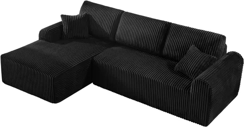 Miniatura 8 de Sofá modular Cloud de 104 pulgadas con diván en forma de L, sofás tapizados modernos con asiento profundo, sofá comprimido de esponja de pana