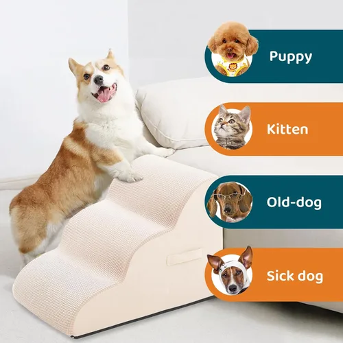 Miniatura 4 de Escaleras para perros para mascotas pequeñas, escaleras para perros para camas altas y sofá, escaleras de espuma de alta densidad de 16 pulgadas
