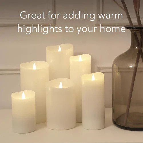 Miniatura 5 de Velas LED sin llama con control remoto, 3 x 5.1 pulgadas, llama móvil parpadeante 3D, velas que funcionan con pilas en carcasa de cera real para uso
