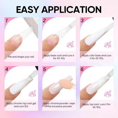 Miniatura 5 de AIMEILI Polvo de uñas de cromo perlado, vegano, libre de crueldad, 12 colores Aurora Metálico Holográfico efecto espejo pigmento para arte de uñas