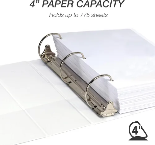 Miniatura 3 de Samsill Carpeta duradera de 4 pulgadas, fabricada en los Estados Unidos, carpeta transparente personalizable con anillo en D con bloqueo