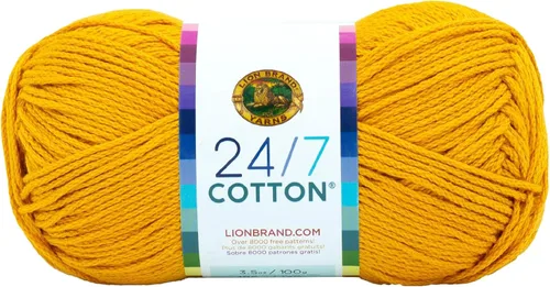 Miniatura 62 de Lion Brand Yarn, Hilo ligero mercerizado de algodón 24/7 para tejer, ganchillo y manualidades, Almirante, 1 paquete, 185 yardas de fibra natural