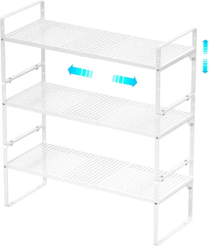 Miniatura 11 de Redrubbit Estante de almacenamiento ampliable para gabinete, altura ajustable, de metal, organizador de cocina, estantes para especias para cocina