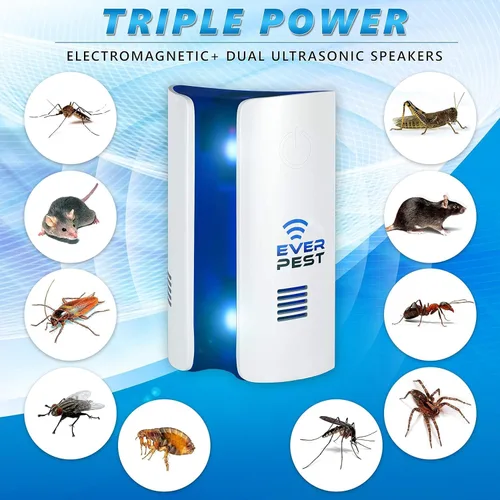 Miniatura 2 de Repelente ultrasónico de plagas enchufable, 1 paquete, defensor de control de insectos electrónico y electromagnético - Roach Bed Bug Ratón Roedor