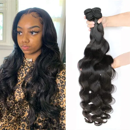 Miniatura 14 de Paquetes de Ondas Corporales con Cierre para Mujeres Negras (10 12 14+10) 100% Cabello Humano Brasileño de Ondas Corporales Sin Procesar 3 Paquetes