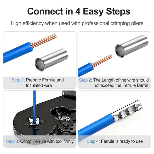 Miniatura 3 de Baomain Paquete de 50 AWG 4/25 mm² de largo: 0.787 "(20 mm) conectores de crimpado de cobre - Terminales de pasador de virola no aislados (EN25-20)