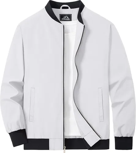 Miniatura 18 de MAGCOMSEN Chaqueta bomber para hombre, ligera, casual, con cremallera, rompevientos, primavera, otoño, abrigo de golf con bolsillos