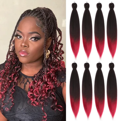 Miniatura 9 de Cabello trenzado preestirado - 12 pulgadas, 8 paquetes, cabello trenzado natural negro corto para trenzas torcidas o trenzas en caja, extensiones