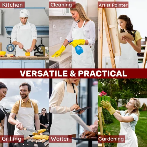 Miniatura 7 de 2 delantales de chef de talla grande, delantal profesional unisex con 2 bolsillos para cocinar, trabajar, hornear (tamaño más grande)