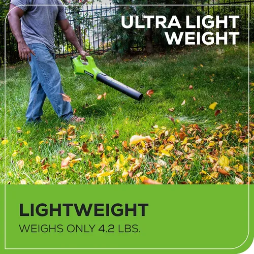 Miniatura 6 de Greenworks Soplador de hojas axial inalámbrico de 24 V (90 MPH / 320 CFM / más de 200 herramientas compatibles), batería de 2.0 Ah y cargador