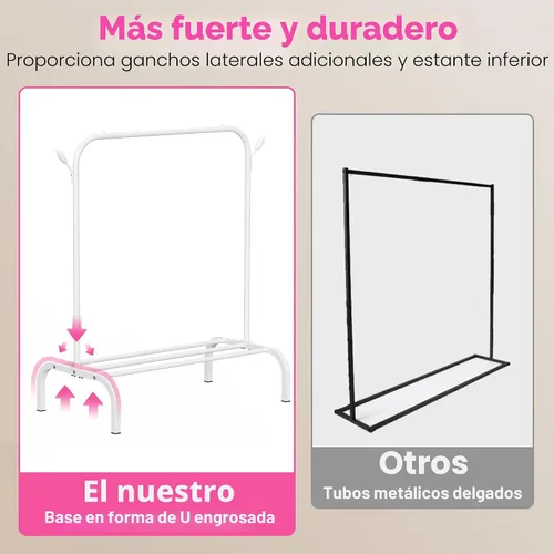 Miniatura 5 de Estante de Ropa Mejorado para Niños - Perchero de Vestir para Bebés y Niños Pequeños Montessori - Pequeños Estantes Portátiles para Ropa con Estante