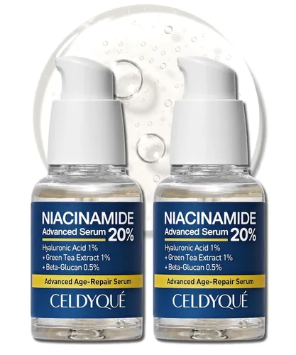 Miniatura 10 de Niacinamida 20% + ácido hialurónico 1% suero para la cara con extracto de té verde – Minimizador de poros, tono de piel uniforme, línea fina