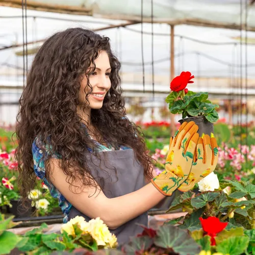 Miniatura 7 de Guantes de jardín de cuero para mujer, guantes de trabajo a prueba de espinas para desmalezar, cavar, plantar, podar guantes de jardín