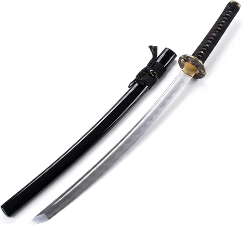 Katana Sword, Handmade Samurai Sword 9260 Spring Steel - Plum Blossom Design, Full Tang & Clay Tempered - Ideal for Training, Practice, Collection &