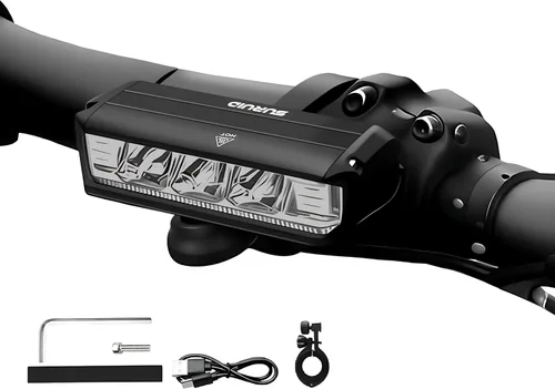 Suruid Luz LED súper brillante para bicicleta, faro de bicicleta recargable USB, faro de bicicleta impermeable, faro de bicicleta impermeable, luz